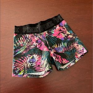 Victoria’s Secret PINK Ultimate Workout Shorts Multi-Color Palm Print